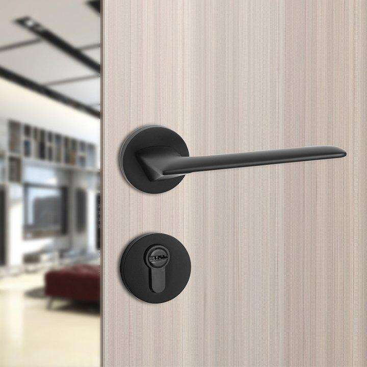 Modern Matt Black Slim Lever Handle on rose "DC" house brand