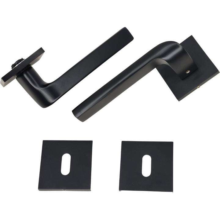 Modern Matt Black Lever Handle on Square Rose