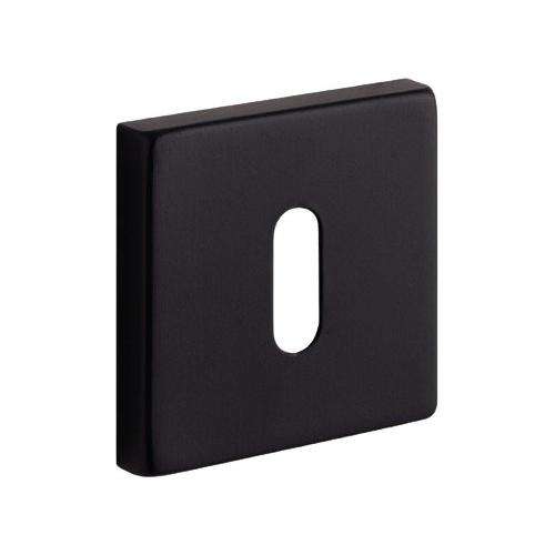Tupai Modern Square Lever Door Handle on Square Rose in Matt Black