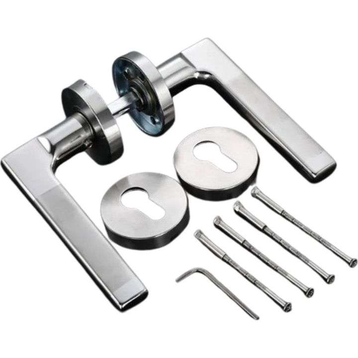 Brushed Stainless Steel Lever Handle on Rose - Pello