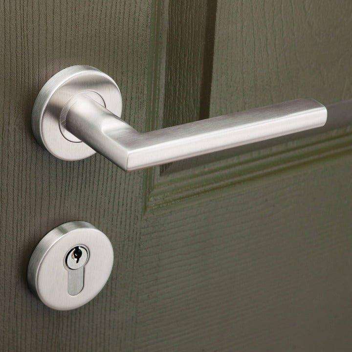Brushed Stainless Steel Lever Handle on Rose - Pello