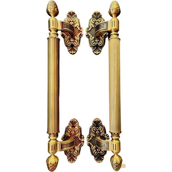 Royal antique pull handle on plate - offset