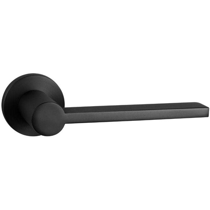 Slim design lever handle on round rose