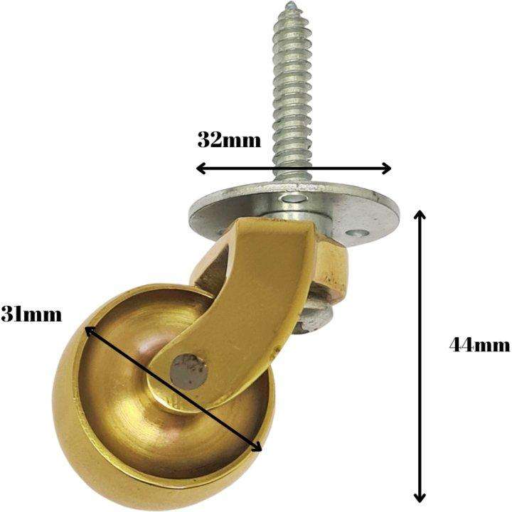 Solid Brass Castor Wheel - Screw-in