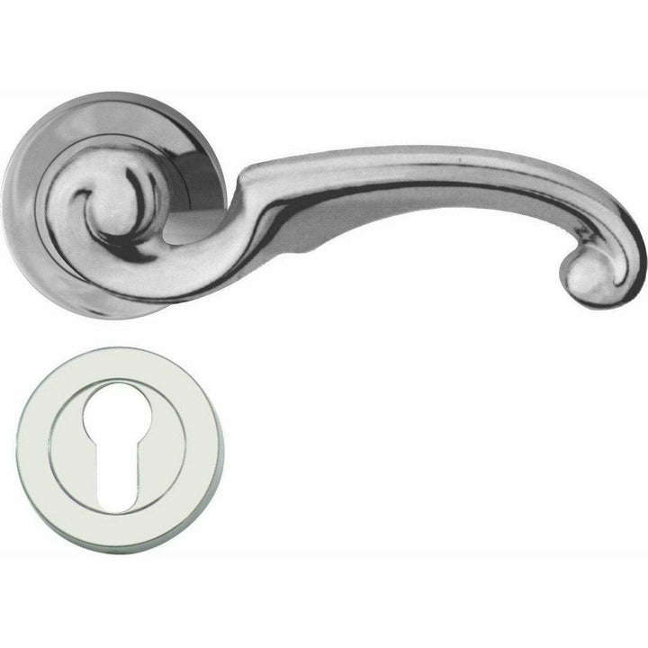 Solid brass twirled lever handle on rose
