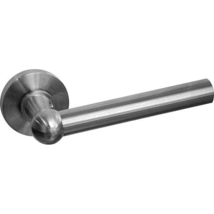 Solid stainless steel lever handle on rose