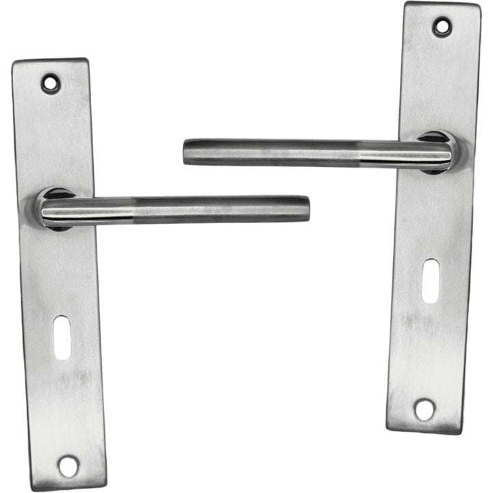 Brushed Stainless Steel Door Handle on 220mm x 40mm Plate