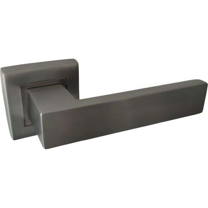 Square stainless steel lever handle on rose