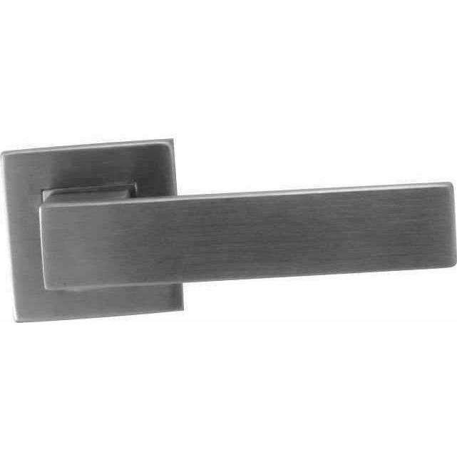 Square stainless steel lever handle on rose