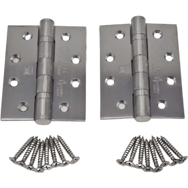 304 Stainless Steel Butt Hinges Door Hinges - 100mm X 75mm (Fire Rated)