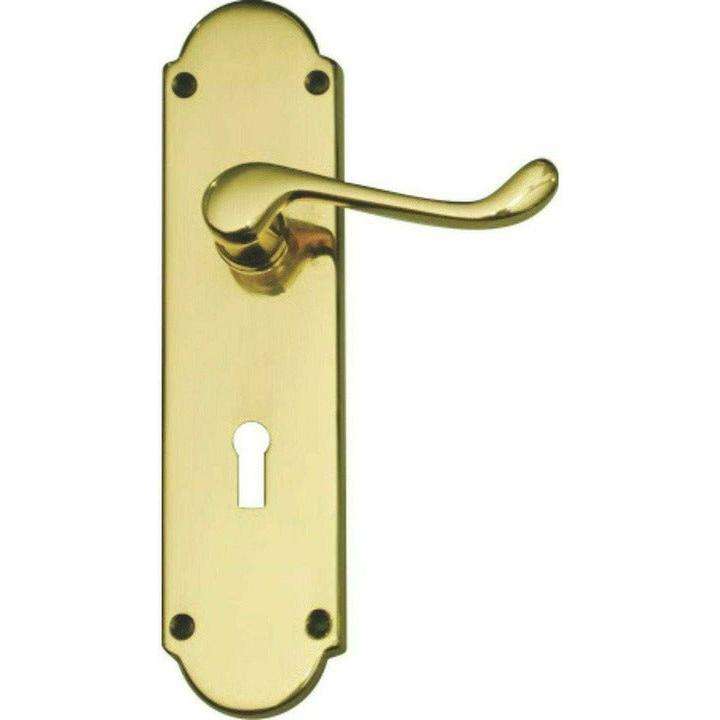 Traditional Victorian lever handle on backplate 195mm