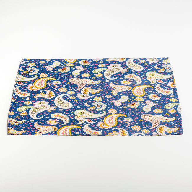 Blue and Yellow Paisley Pocket Square