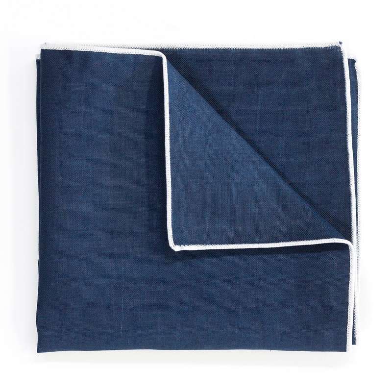 Blue with White Edge Pocket Square