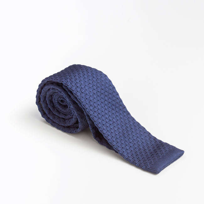Navy Flat Tipped Knit Tie