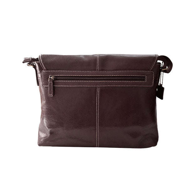 Leather Messenger Laptop Bag - Trendy - Brown | MIRELLE