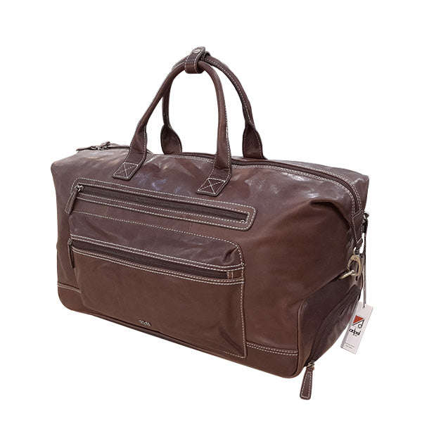 Leather Trolley Travel Bag with Wheels - Brown | MIRELLE