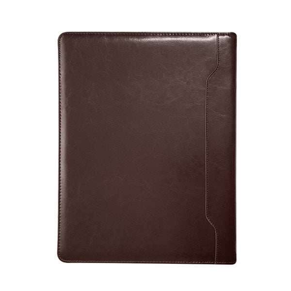 A4 Genuine Leather Zip Around Executive Folder - Brown