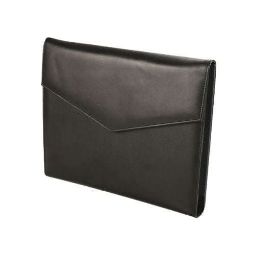 A4 Stanford Genuine Leather Tri-Fold Folder - Black