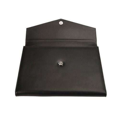 A4 Stanford Genuine Leather Tri-Fold Folder - Black