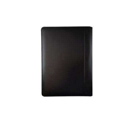 Leather A5 Folder with Notepad - Pen Loop - Pockets - Black | MIRELLE