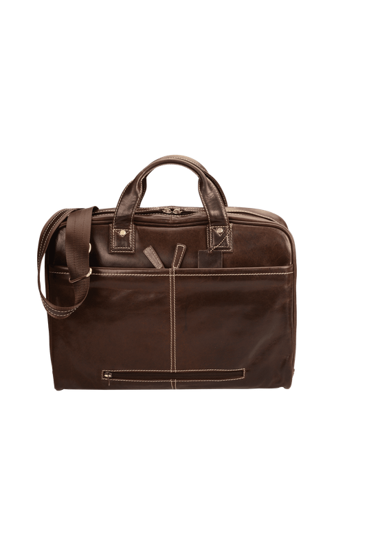 Capri Genuine Leather Computer Laptop Bag - Brown