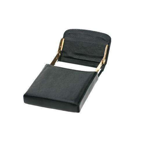 Flip-Up Business Card Holder - Genuine Leather - Black
