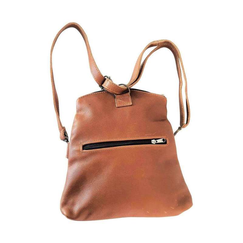 Genuine Leather 3-Way Convertible Backpack | Messenger Handbag - MIRELLE