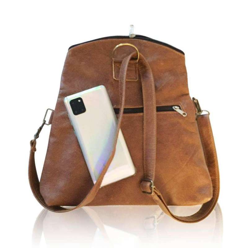 Genuine Leather 3-Way Convertible Backpack | Messenger Handbag - MIRELLE