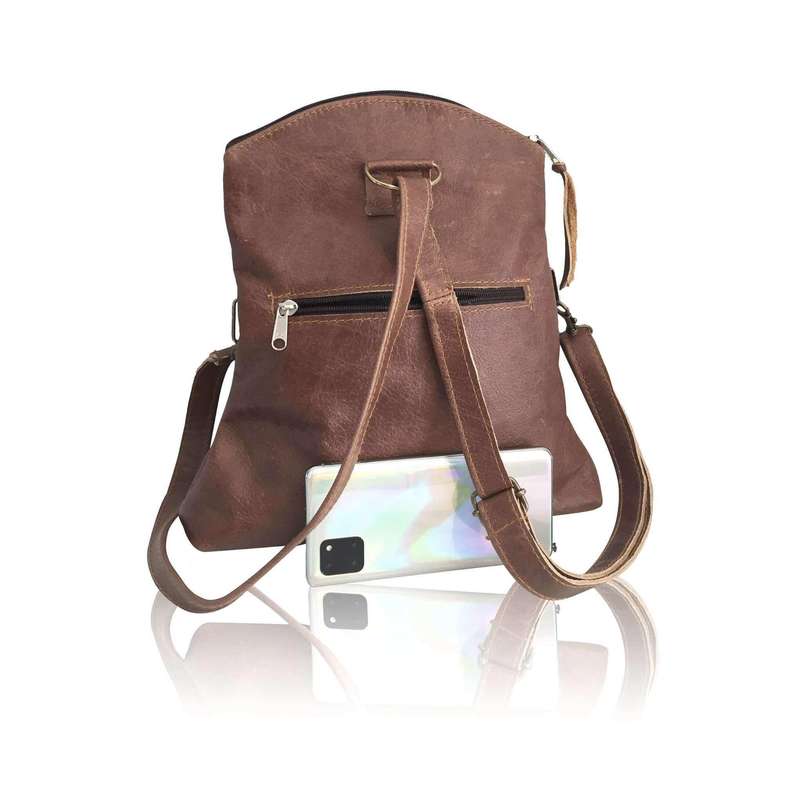 Genuine Leather 3-Way Convertible Backpack | Messenger Handbag - MIRELLE