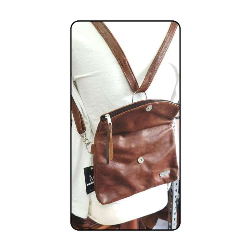 Genuine Leather 3-Way Convertible Backpack | Messenger Handbag - MIRELLE