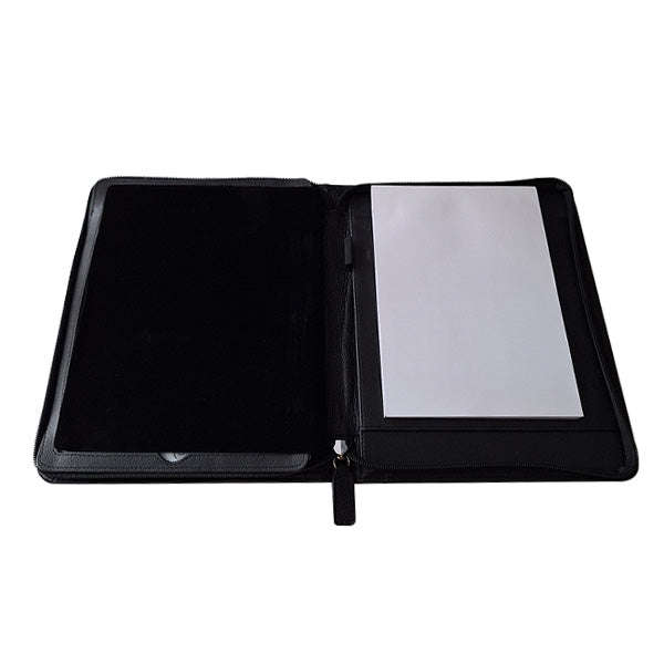 iPad Genuine Leather Zip Around Folder - Black