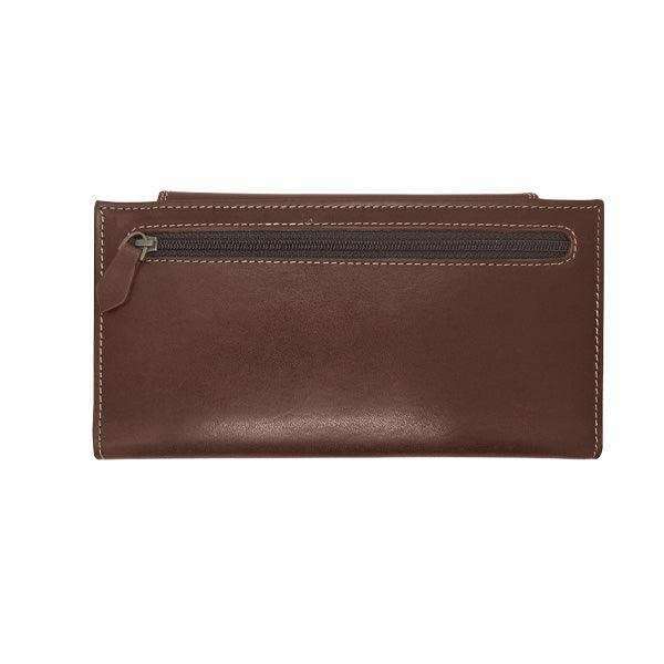 Ladies Genuine Leather Purse with Press Button Closure - Brown