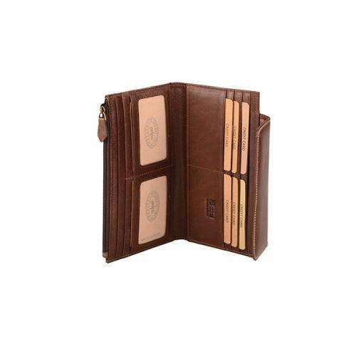 Ladies Genuine Leather Purse with Press Button Closure - Brown