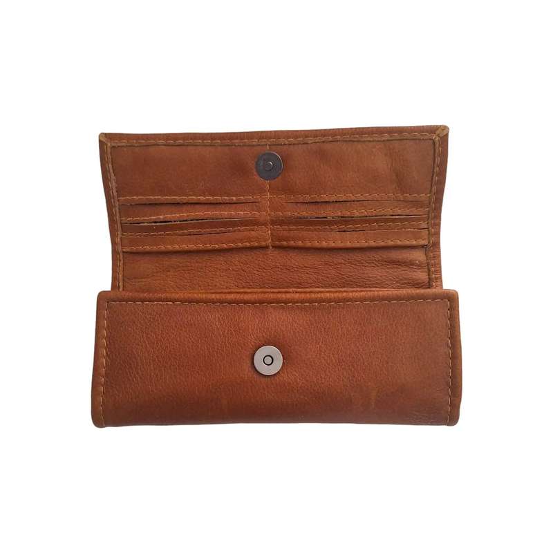 Mirelle Genuine Leather Classic Ladies Purse - Tan