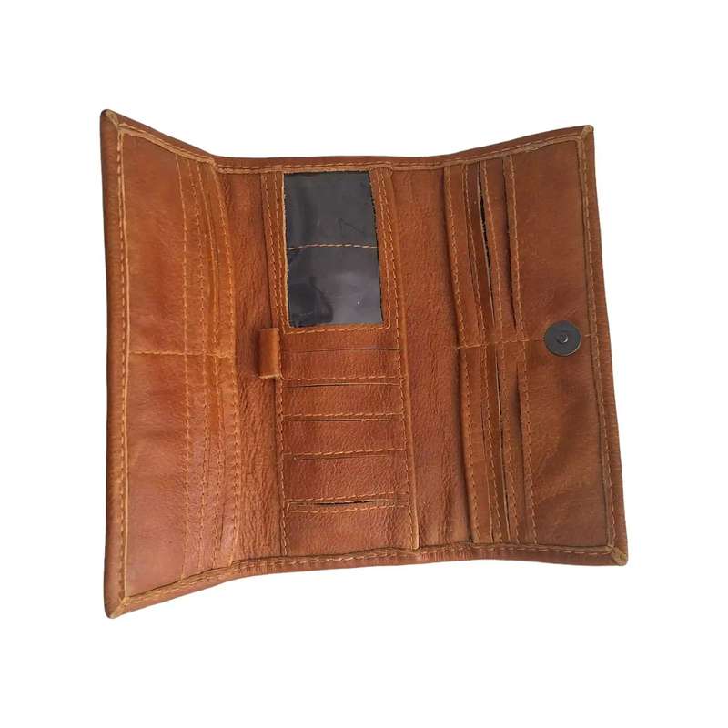 Mirelle Genuine Leather Classic Ladies Purse - Tan