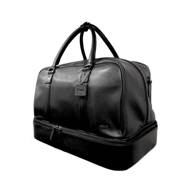 Mirelle Genuine Leather - President Double Decker Golf Bag - Shoe Compartment - Black