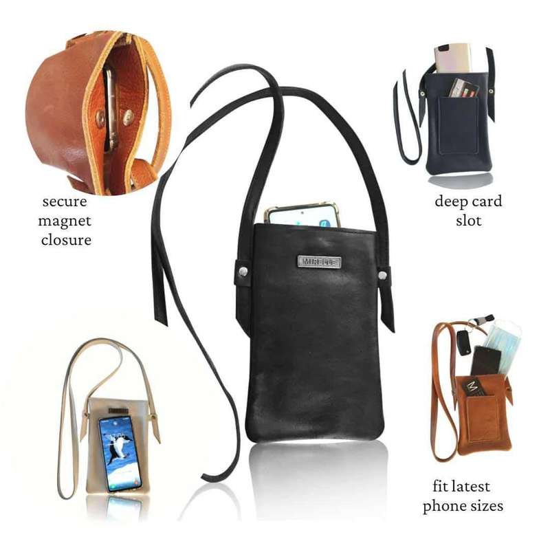 Mirelle Womens Leather Cellphone Sling Crossbody Handbag