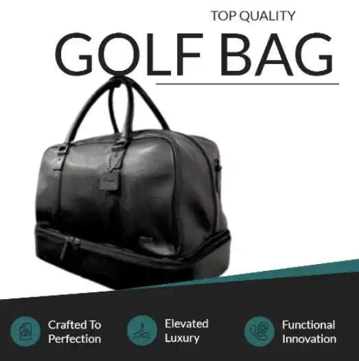 Mirelle Genuine Leather - President Double Decker Golf Bag - Shoe Compartment - Black