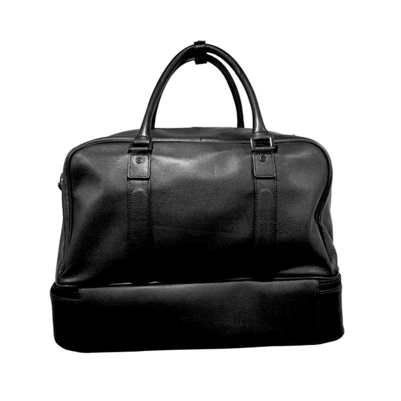 President Leather Double Decker Golf Bag - Shoe Compartment - Black