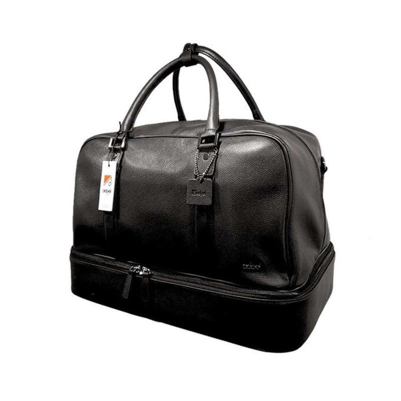 President Leather Double Decker Golf Bag - Shoe Compartment - Black