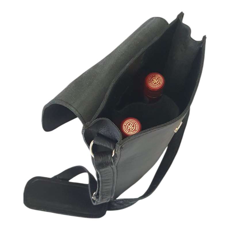 Genuine Leather 2 Bottle Sling Carrier Bag | MIRELLE