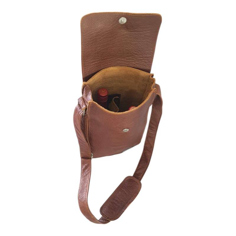 Genuine Leather 2 Bottle Sling Carrier Bag | MIRELLE