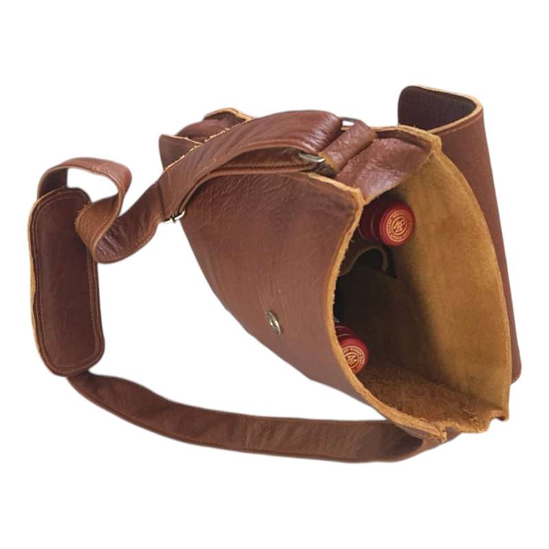 Genuine Leather 2 Bottle Sling Carrier Bag | MIRELLE