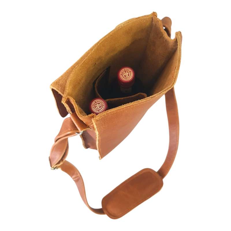 Genuine Leather 2 Bottle Sling Carrier Bag | MIRELLE