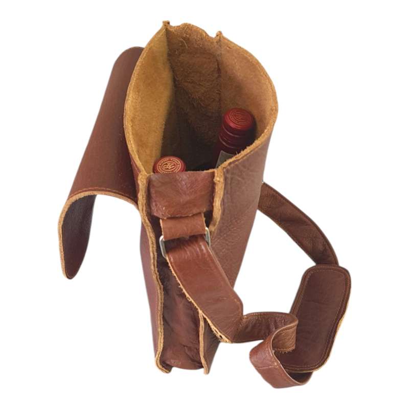 Genuine Leather 2 Bottle Sling Carrier Bag | MIRELLE