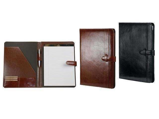 A4 Adpel Leather Folder with Tab Closure - Black