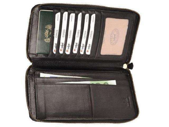 Genuine Leather Dakota Travel Wallet | Zipped Closure | Passport Holder