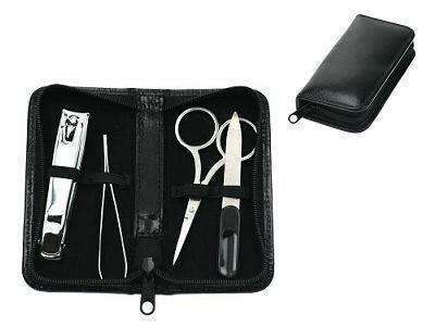 Genuine Leather Manicure Set with Zip around Pouch