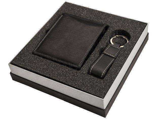 Genuine Leather Wallet and Key Ring Set