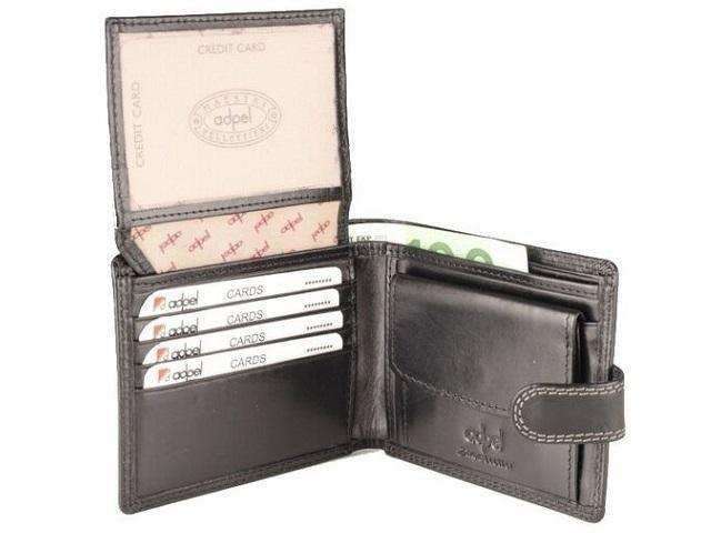 Genuine Leather Wallet with Notes, 7 Credit Cards & Coin Holder - Black